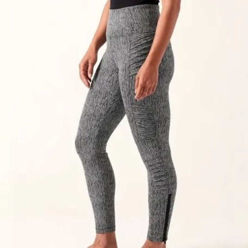ATHLETA Delancey Textured Moto Tight Legging Braiden Black Medium